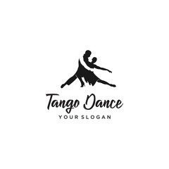 tango dancing man and woman silhouette logo - obrazy, fototapety, plakaty