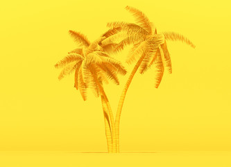 Fototapeta na wymiar 3 palmtrees on yellow background