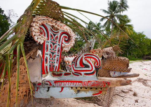 Kula Canoe Decorated With Shells, Trobriand Islands, Papua New Guinea