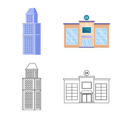 Vector design of municipal and center icon. Collection of municipal and estate   stock symbol for web.