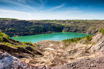 Quarry flooded with turquoise water