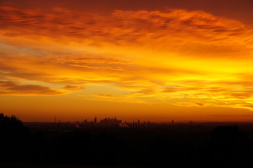 Fototapeta premium Sunrise Frankfurt Skyline