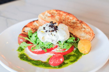 Salad with Burrata Cheese and Toast