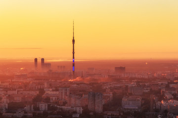  Ostankino tower at sunrise, Moscow, Russia
