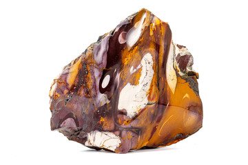 Macro stone mineral Mookaite Jasper on a white background