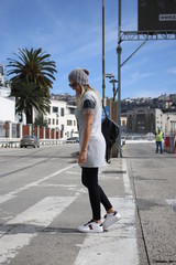 woman walking in the street