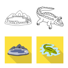 Vector design of nature  and fun  logo. Collection of nature  and entertainment vector icon for stock.