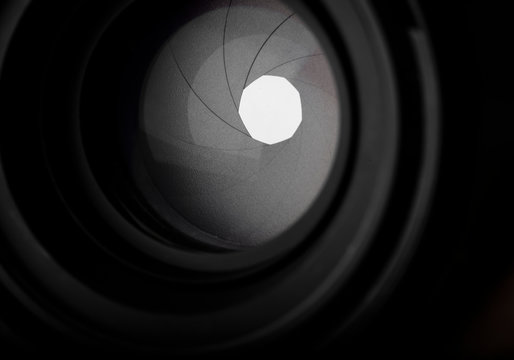 Close up aperture blades of camera lens