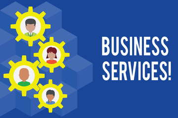 Word writing text Business Services. Business photo showcasing Provides intangible products Bookkeeping IT Accounting Gearshaped picture frame family ornament mother father daughter son photo