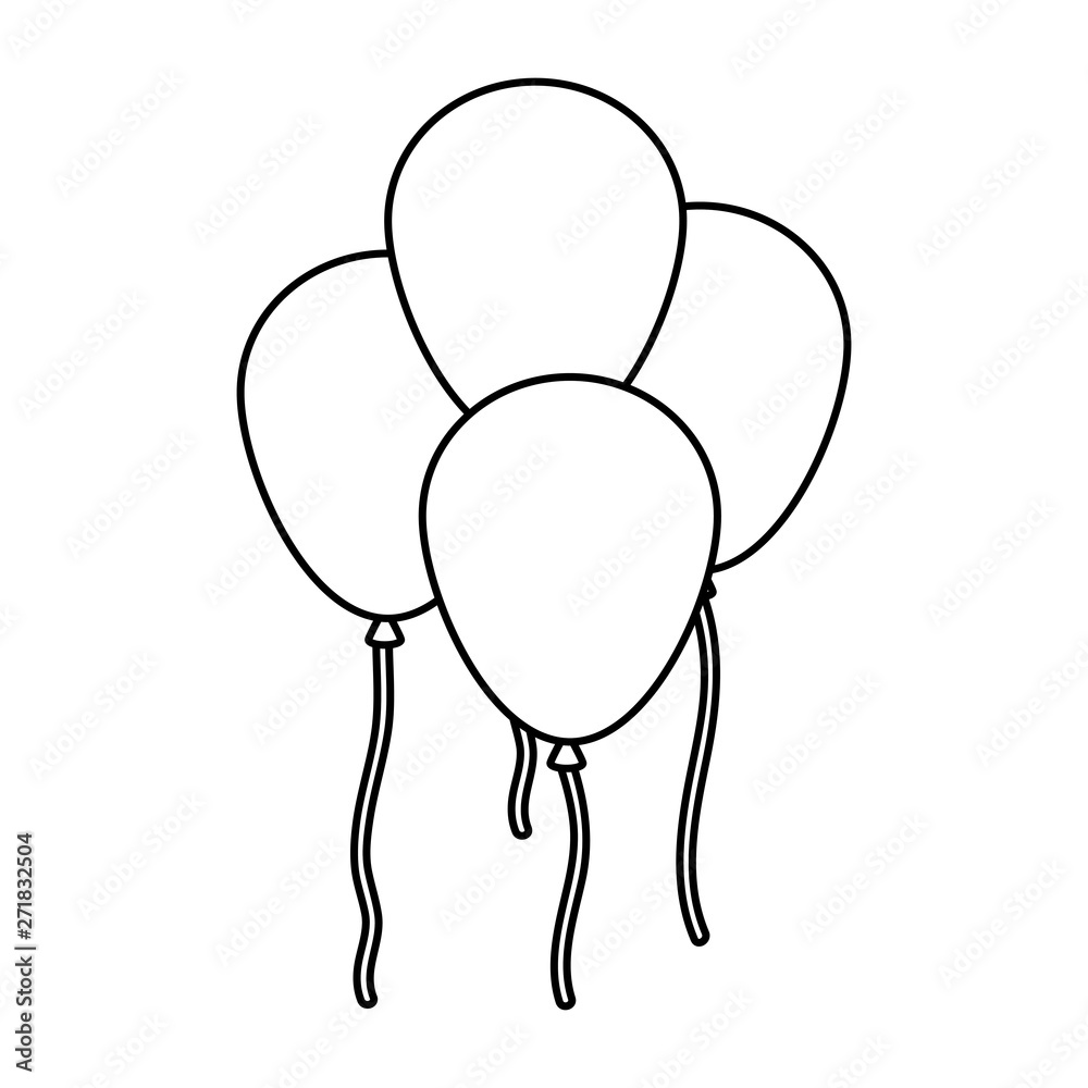 Poster balloons helium floating isolated icons