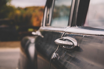 old car into the woods