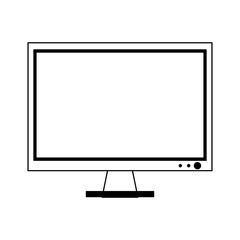 Computer screen monitor hardware technology symbol in black and white