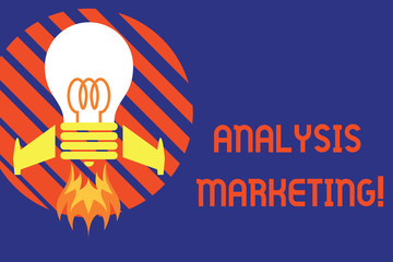 Handwriting text Analysis Marketing. Conceptual photo Quantitative and qualitative assessment of a market Top view launching bulb rocket fire base. Starting new project. Fuel idea