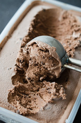 Scoop with delicious chocolate ice cream ball