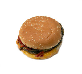 Hamburger isolated on white background. Unhealthy food.