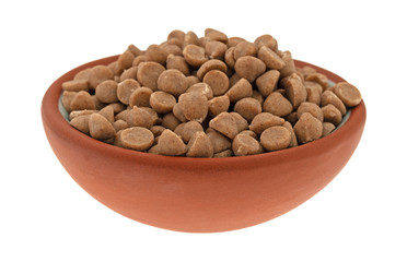 Cinnamon baking chips in a small bowl side view