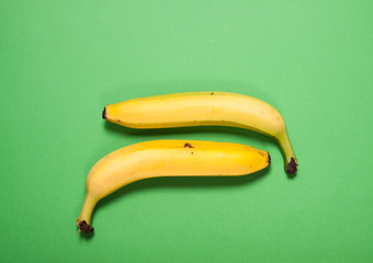 Banana on abstract retro color background