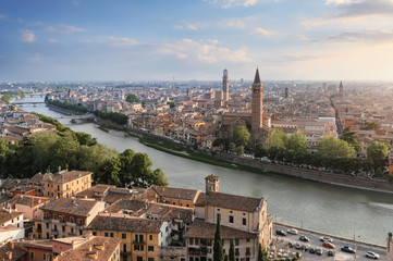 Fototapeta na wymiar The best view of Verona in sunset time