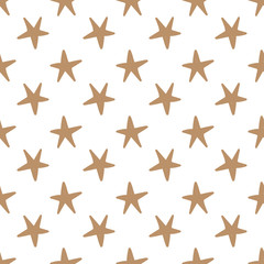 Seamless stars pattern. Hand drawn star doodles texture background.
