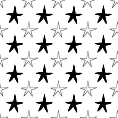 Obraz premium Seamless stars pattern. Hand drawn star doodles texture background.