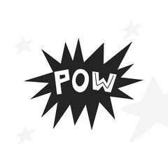 Pow - Super Hero cute and fun kids lettering. Perfect for baby prints and nursery posters. Color vector illustration