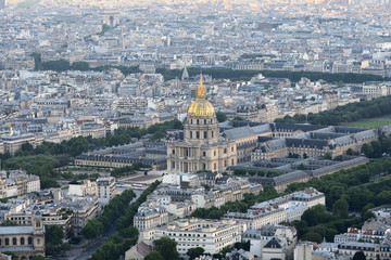 aerial view of Paris France at sunset