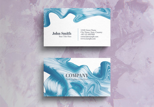 White and Blue Liquid Paint Business Card Layout