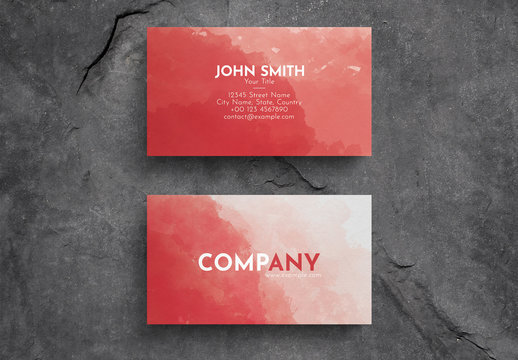 Minimalist Business Card Layout with Watercolor Texture Background