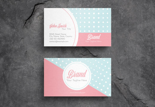 Pastel Business Card Layout with Dot Pattern