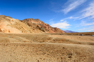 Desert landscape with geologic formation. Artist's Drive in Death Valley National Park, California, USA