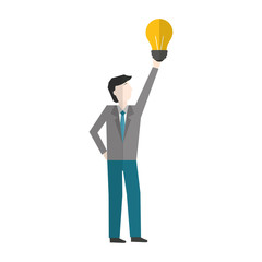 businessman with light bulb avatar character