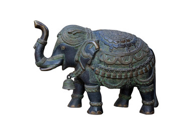 Fototapeta premium Indian black elephant figurine isolated on white background