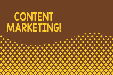 Naklejka premium Handwriting text Content Marketing. Conceptual photo Involves the creation and sharing of online material Abstract waving background pattern square dots design. Simple Wallpaper