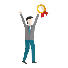businessman with medal avatar character