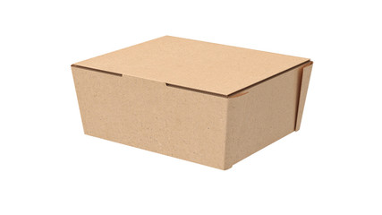Packaging food box cardboard brown on white isolated background. 3D rendering - 271843386