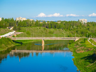 Fototapeta na wymiar view of the Volga River in the city of Rzhev, in Russia