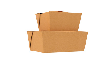 Packaging food box cardboard brown open and closed on white isolated background. 3D rendering - 271843744