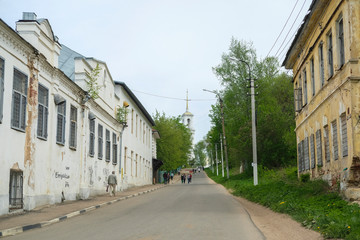 Fototapeta na wymiar Torzhok, Russia - May, 15, 2019: image of houses on the street in Torzhok, Russia