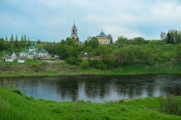 Fototapeta na wymiar image of the old Russian city of Staritsa on the banks of the Volga