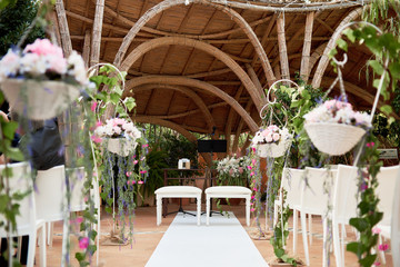 Fototapeta na wymiar Beautiful decoration setup for wedding ceremony