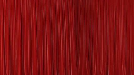Beautiful Red Waving Curtains Opening and Closing on Green Screen. Abstract 3d Animation of Silk Cloth Revealing Background with Alpha Matte. 4k Ultra HD 3840x2160