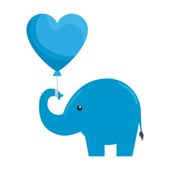 cute little elephant silhouette with heart balloon