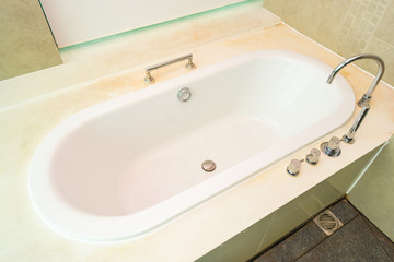 Beautiful luxury and clean white bathtub decoration interior