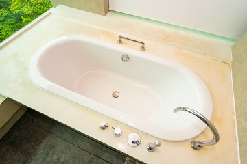 Beautiful luxury and clean white bathtub decoration interior