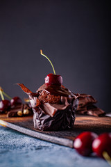 chocolate cupcake with a cherry