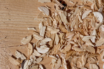 Sawdust after woodworking.