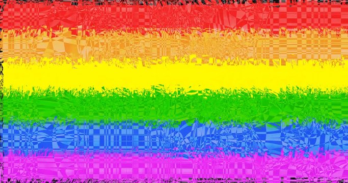 Glitch The rainbow flag, LGBT pride flag or gay pride flag waving at wind