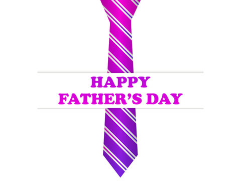 Happy Fathers Day. Tie with purple gradient isolated on white background. Vector illustration