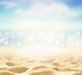 Fototapeta na wymiar Summer beach background. Sand, sea and sky.