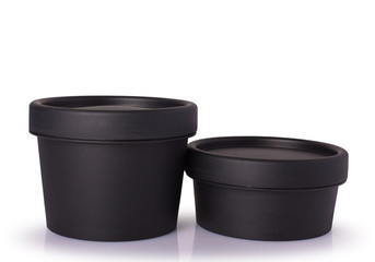 Black plastic cosmetic jar